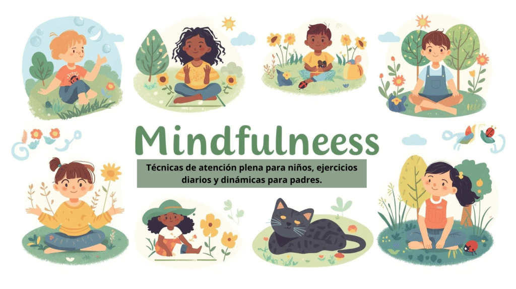 técnicas de atención plena para niños, ejercicios diarios y dinámicas para padres.